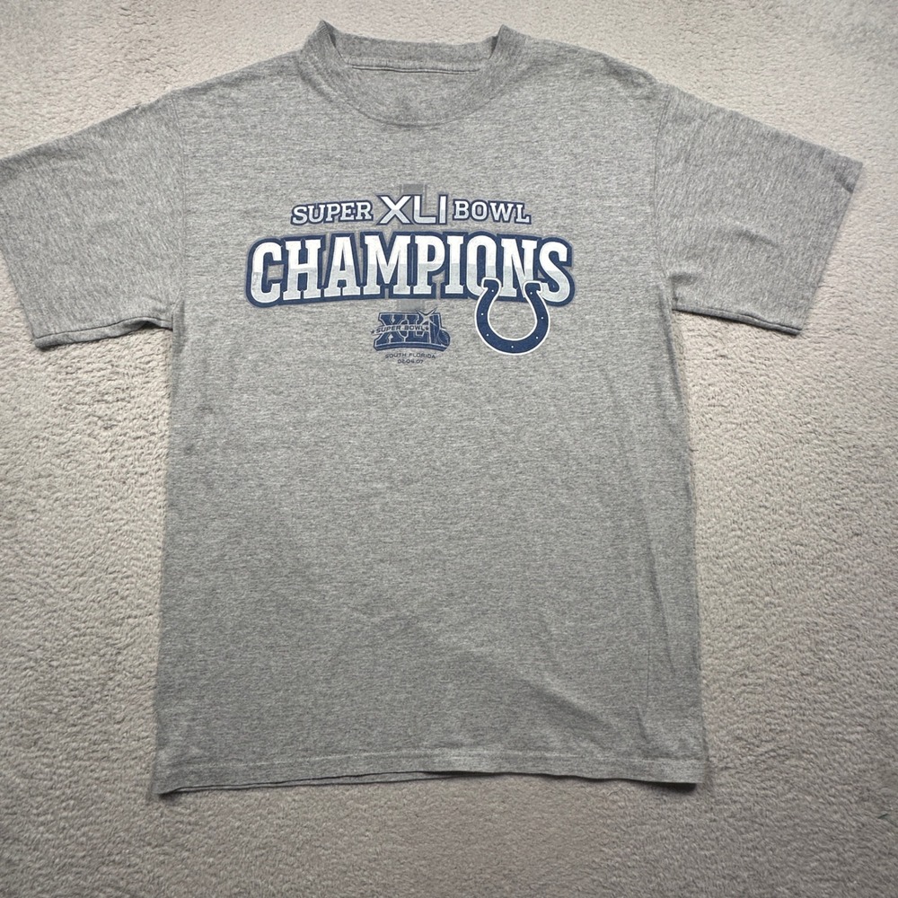 Vintage Y2K VF Imagewear Indianapolis Colts T-Shirt Mens M Gray Super Bowl XLI